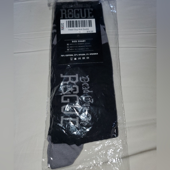 *NWT* Rogue Dead Guy Skeleton Black + Gray Crew Socks- Men's Size L - Picture 2 of 2